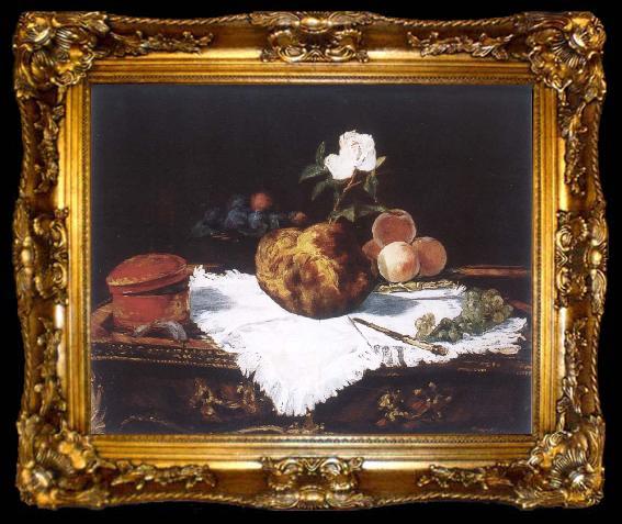 framed  Edouard Manet Brioche with flower and fruits, ta009-2